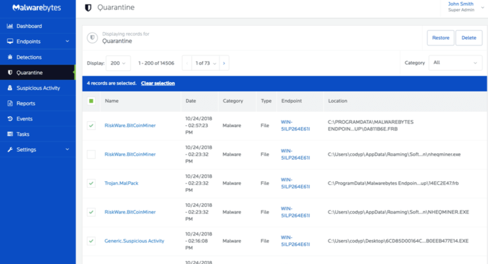 screenshot of Malwarebytes for Business